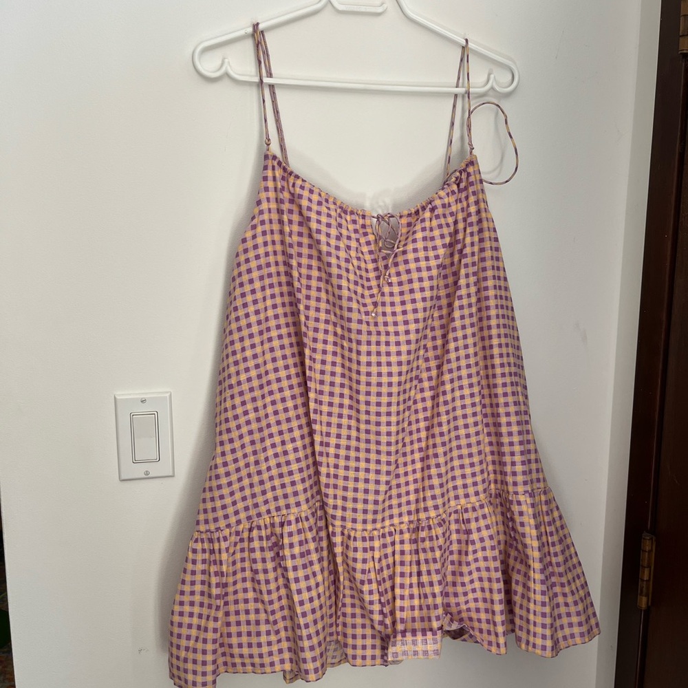 Urban Outfitters Lavender and Peach Checkered Top/Mini Dress